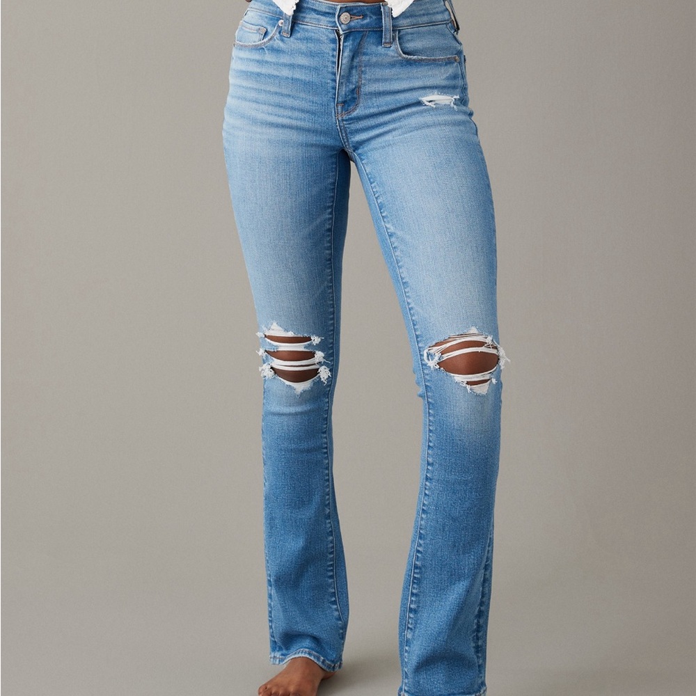 AE stretch high waisted skinny kick jean flare size 6